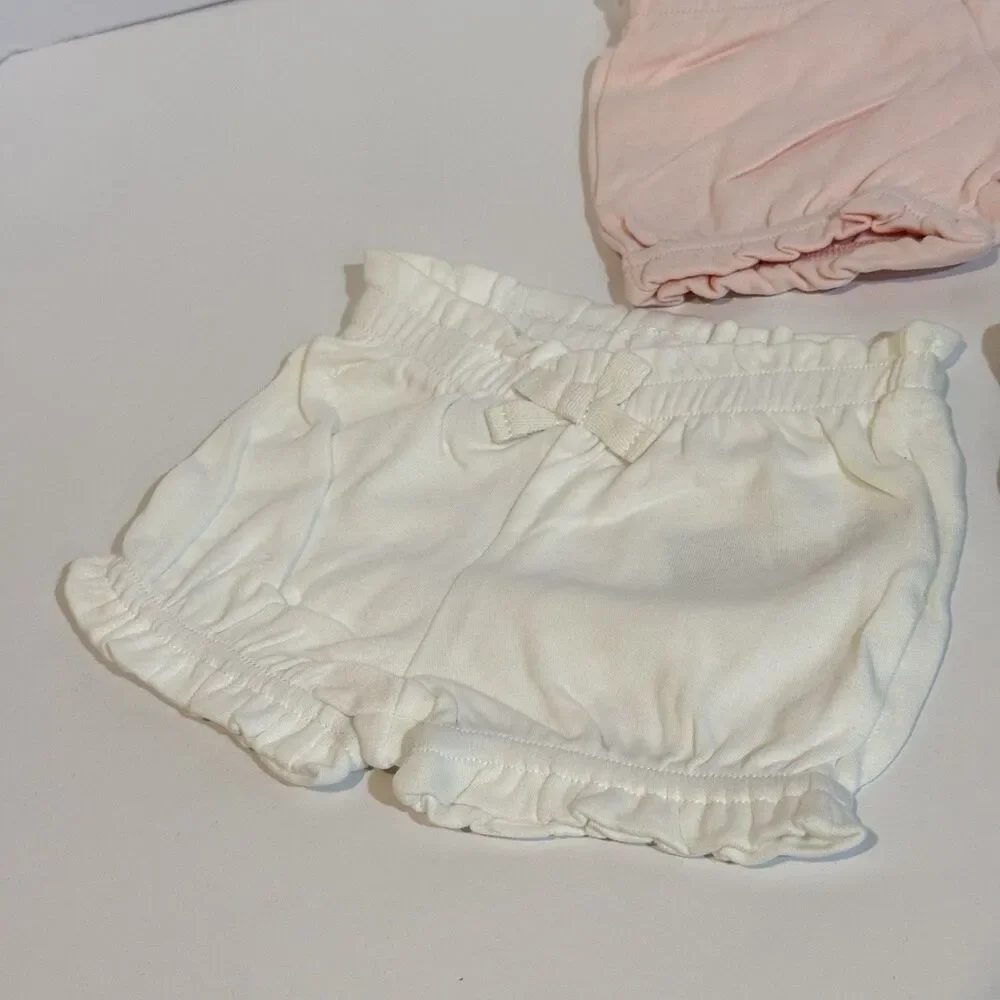 3 New Girls kids Bloomer Shorts Multipacks 3 Month blue white and pink